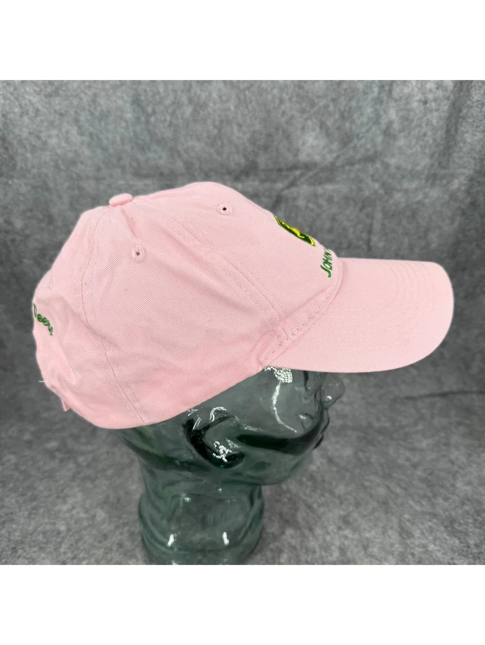 Bundle Girl’s John Deere Adjustable Size Hat Cap & Work Gloves Pink Green 071